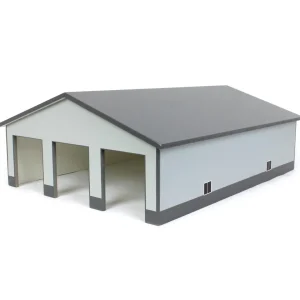 Outback Toys Wooden Barns & Large Accessories<1/64 Light & Dark Gray 3 Door 60ft x 80ft Wooden Implement or Shop Building