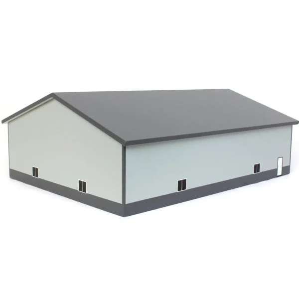 Outback Toys Wooden Barns & Large Accessories<1/64 Light & Dark Gray 3 Door 60ft x 80ft Wooden Implement or Shop Building