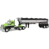 Manufacturer_DCP by First Gear Dump Trucks<1/64 Lime Green & Black Kenworth W990 Day Cab with MAC Half Round End Dump Trailer, DCP by First Gear