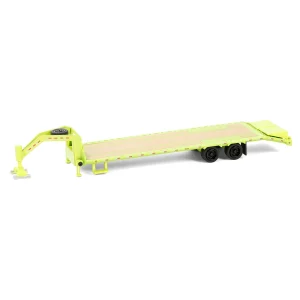 Manufacturer_Greenlight Collectibles Lowboys & Flatbeds<1/64 Lime Green Gooseneck Trailer with Red & White Conspicuity Stripes, Hobby Exclusive