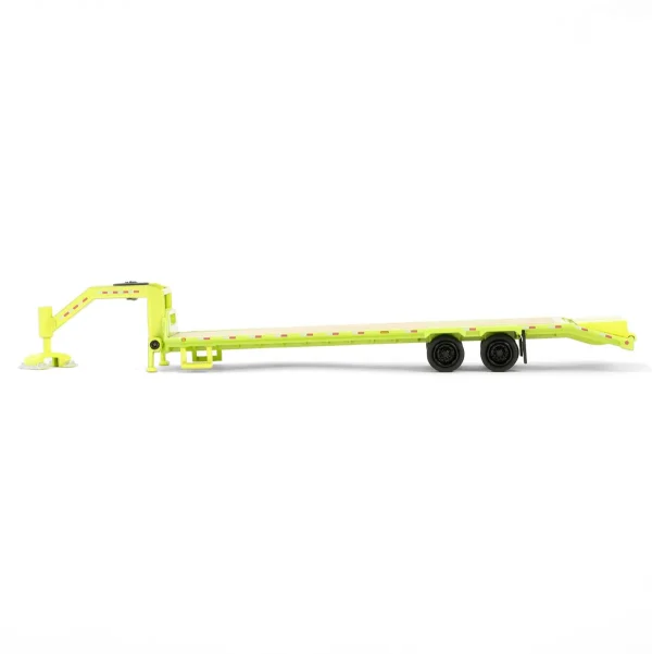 Manufacturer_Greenlight Collectibles Lowboys & Flatbeds<1/64 Lime Green Gooseneck Trailer with Red & White Conspicuity Stripes, Hobby Exclusive