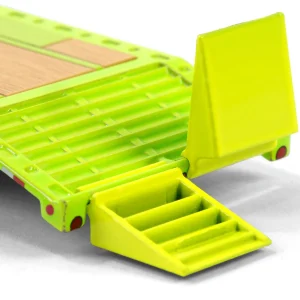 Manufacturer_Greenlight Collectibles Lowboys & Flatbeds<1/64 Lime Green Gooseneck Trailer with Red & White Conspicuity Stripes, Hobby Exclusive