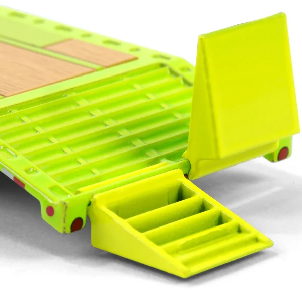 Manufacturer_Greenlight Collectibles Lowboys & Flatbeds<1/64 Lime Green Gooseneck Trailer with Red & White Conspicuity Stripes, Hobby Exclusive
