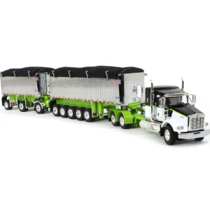 Manufacturer_DCP by First Gear Dump Trucks<1/64 Lime/Chrome Kenworth T800 w/ Chrome East Genesis II End Dump Trailers, DCP by First Gear