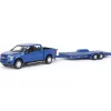 Manufacturer_Auto World Pickup Trucks<1/64 Limited Edition Metallic Blue 2019 Ford F-150 with Blue Trailer by Auto World
