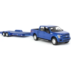 Manufacturer_Auto World Pickup Trucks<1/64 Limited Edition Metallic Blue 2019 Ford F-150 with Blue Trailer by Auto World
