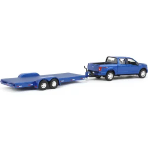 Manufacturer_Auto World Pickup Trucks<1/64 Limited Edition Metallic Blue 2019 Ford F-150 with Blue Trailer by Auto World