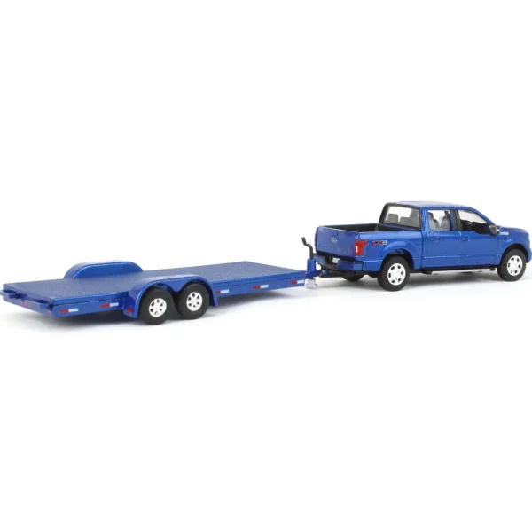 Manufacturer_Auto World Pickup Trucks<1/64 Limited Edition Metallic Blue 2019 Ford F-150 with Blue Trailer by Auto World