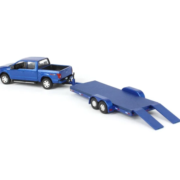 Manufacturer_Auto World Pickup Trucks<1/64 Limited Edition Metallic Blue 2019 Ford F-150 with Blue Trailer by Auto World