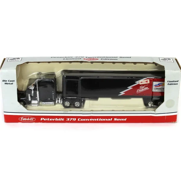 Manufacturer_SpecCast Box Trucks & Trailers<1/64 Limited Edition Peterbilt 379 Conventional Semi, First Production Liberty Classics Box Trailer