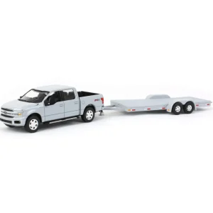 Manufacturer_Auto World Pickup Trucks<1/64 Limited Edition Stone Gray 2019 Ford F-150 with Gray Trailer by Auto World