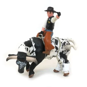 Manufacturer_Little Buster Toys Little Buster Toys<1/16 Little Buster Toys Black & White Bucking Bull w/ Rider