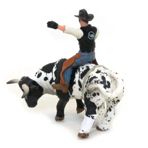 Manufacturer_Little Buster Toys Little Buster Toys<1/16 Little Buster Toys Black & White Bucking Bull w/ Rider