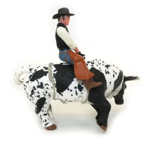 Manufacturer_Little Buster Toys Little Buster Toys<1/16 Little Buster Toys Black & White Bucking Bull w/ Rider