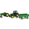 Manufacturer_ERTL Implements<Lot of (2) 1/32 John Deere Tractors and (1) Green Wagon - SOLD AS-IS