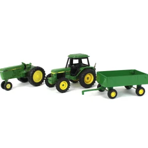 Manufacturer_ERTL Implements<Lot of (2) 1/32 John Deere Tractors and (1) Green Wagon - SOLD AS-IS