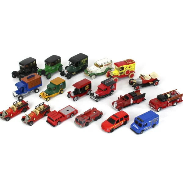 Outback Toys Emergency Vehicles<Lot of (18) Emergency Delivery and Passenger Vehicles of Various Scales