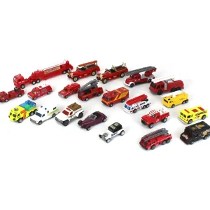Outback Toys Emergency Vehicles<Lot of (20) Emergency Delivery and Passenger Vehicles of Various Scales