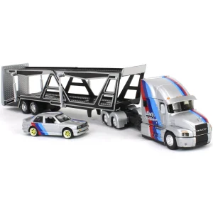 Manufacturer_Maisto Cars & Suvs<1/64 Mack Anthem Car Carrier with 1988 BMW 3 Series M3, Silver, Maisto