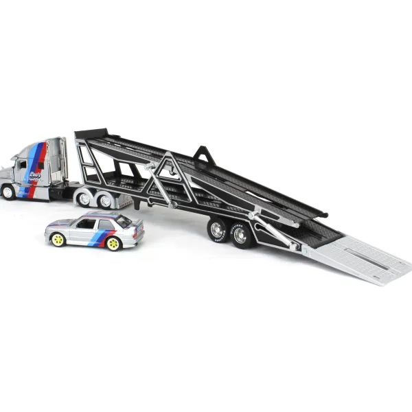 Manufacturer_Maisto Cars & Suvs<1/64 Mack Anthem Car Carrier with 1988 BMW 3 Series M3, Silver, Maisto