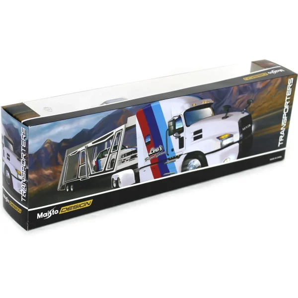 Manufacturer_Maisto Cars & Suvs<1/64 Mack Anthem Car Carrier with 1988 BMW 3 Series M3, Silver, Maisto