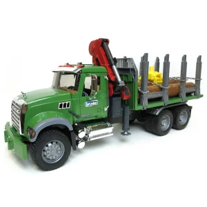 Manufacturer_Bruder Toys Logging Trucks<1/16 MACK Granite Log Truck with Knuckleboom Grapple Crane and 3 Logs by Bruder