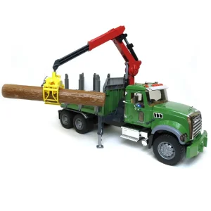 Manufacturer_Bruder Toys Logging Trucks<1/16 MACK Granite Log Truck with Knuckleboom Grapple Crane and 3 Logs by Bruder