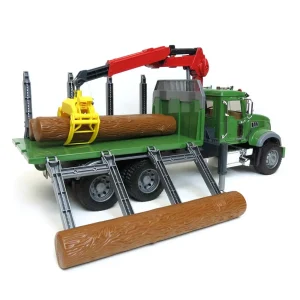 Manufacturer_Bruder Toys Logging Trucks<1/16 MACK Granite Log Truck with Knuckleboom Grapple Crane and 3 Logs by Bruder