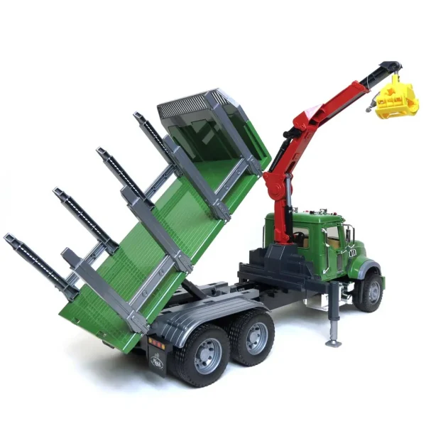 Manufacturer_Bruder Toys Logging Trucks<1/16 MACK Granite Log Truck with Knuckleboom Grapple Crane and 3 Logs by Bruder
