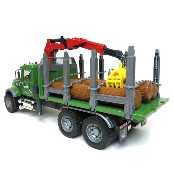 Manufacturer_Bruder Toys Logging Trucks<1/16 MACK Granite Log Truck with Knuckleboom Grapple Crane and 3 Logs by Bruder