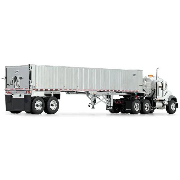 Manufacturer_First Gear, Inc. Dump Trucks<1/50 Mack Granite MP Day Cab, White with Chrome East Genesis End Dump Trailer by First Gear