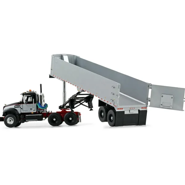 Manufacturer_First Gear, Inc. Dump Trucks<1/50 Mack Granite MP Day Cab, Black, Silver, East Genesis End Dump Trailer by First Gear