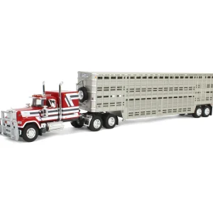 Manufacturer_DCP by First Gear Agricultural Trucks<1/64 Mack Super-Liner with 45ft Wilson Vintage Livestock Trailer, DCP by First Gear