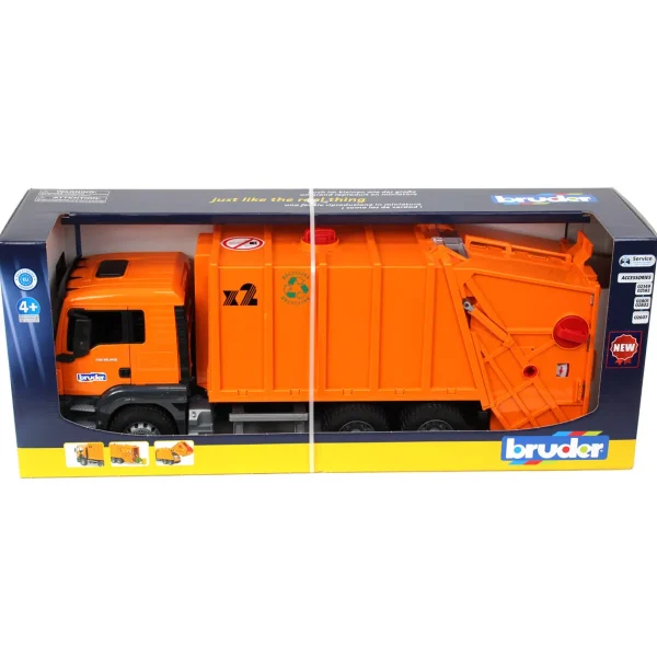 Manufacturer_Bruder Toys Tow & Straight Trucks<1/16 MAN TGS Orange Garbage Truck by Bruder