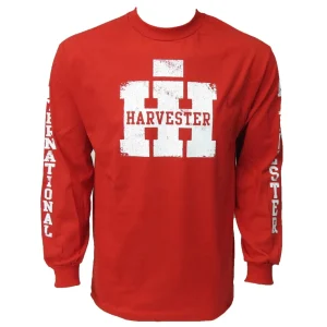 Outback Toys Ih Farmall<Men's Red College Distressed IH Logo Long Sleeve Tee Shirt