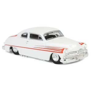 Manufacturer_Greenlight Collectibles Cars & Suvs<1/64 1950 Mercury Eight Coupe, Matte White with Metallic Orange Scallops, California Lowriders Series 6