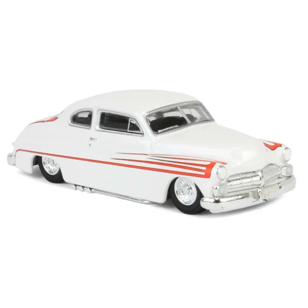 Manufacturer_Greenlight Collectibles Cars & Suvs<1/64 1950 Mercury Eight Coupe, Matte White with Metallic Orange Scallops, California Lowriders Series 6