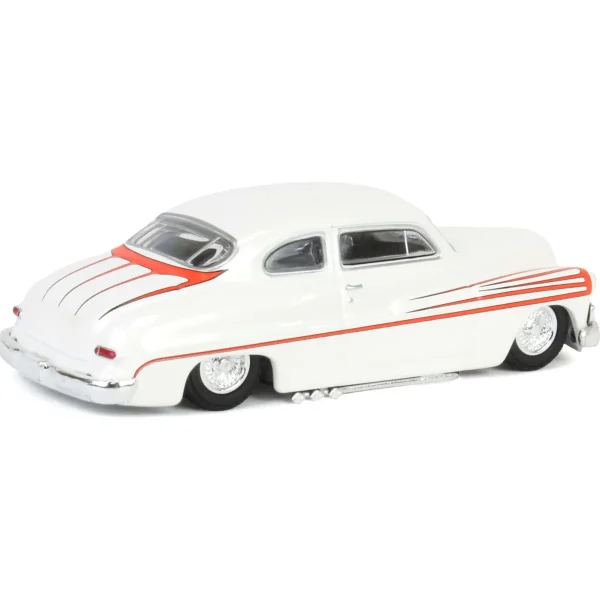 Manufacturer_Greenlight Collectibles Cars & Suvs<1/64 1950 Mercury Eight Coupe, Matte White with Metallic Orange Scallops, California Lowriders Series 6