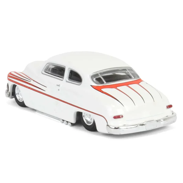 Manufacturer_Greenlight Collectibles Cars & Suvs<1/64 1950 Mercury Eight Coupe, Matte White with Metallic Orange Scallops, California Lowriders Series 6