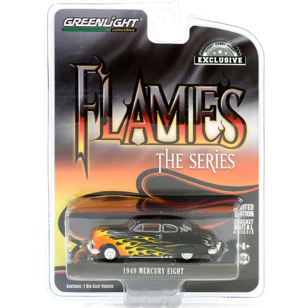 Manufacturer_Greenlight Collectibles Cars & Suvs<1/64 1949 Mercury Eight 2-Door Coupe, Black with Flames, Hobby Exclusive