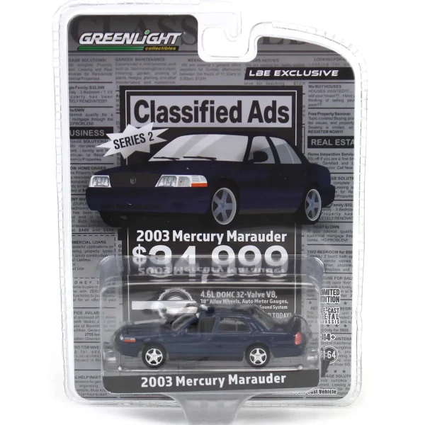 Manufacturer_Greenlight Collectibles Cars & Suvs<1/64 2003 Mercury Marauder, Blue, Classified Ads Series 2, LBE Exclusive