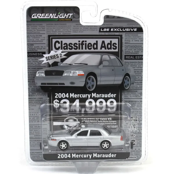 Manufacturer_Greenlight Collectibles Cars & Suvs<1/64 2004 Mercury Marauder, Silver, Classified Ads Series 2, LBE Exclusive