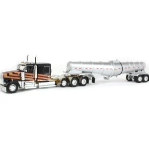 Manufacturer_DCP by First Gear Tanker Trucks<1/64 Metallic Black & Gold Kenworth W900L w/ Polar Deep Drop Trailer, Owner Operator, DCP by First Gear