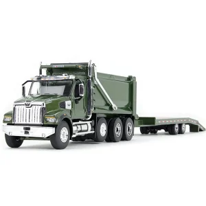 Manufacturer_DCP by First Gear Dump Trucks | Lowboys & Flatbeds<1/64 Metallic Green Western Star 49X with Ox Bodies Dump & Beaver Tail Trailer, DCP by First Gear