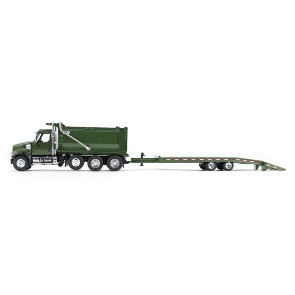 Manufacturer_DCP by First Gear Dump Trucks | Lowboys & Flatbeds<1/64 Metallic Green Western Star 49X with Ox Bodies Dump & Beaver Tail Trailer, DCP by First Gear