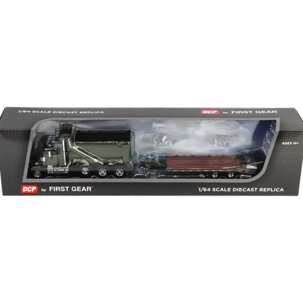 Manufacturer_DCP by First Gear Dump Trucks | Lowboys & Flatbeds<1/64 Metallic Green Western Star 49X with Ox Bodies Dump & Beaver Tail Trailer, DCP by First Gear