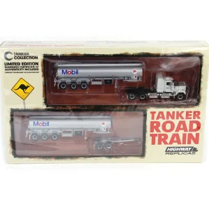 Manufacturer_Highway Replicas Agricultural Trucks | Tanker Trucks<1/64 Mobil Road Train with Mack Truck, Dolly & 2 Tanker Trailers by Highway Replicas
