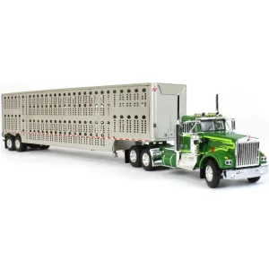 Manufacturer_DCP by First Gear Agricultural Trucks<1/64 Neon & Dark Green Kenworth W900A Day Cab w/ Wilson Silver Star Livestock Trailer, DCP by First Gear