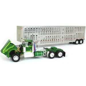 Manufacturer_DCP by First Gear Agricultural Trucks<1/64 Neon & Dark Green Kenworth W900A Day Cab w/ Wilson Silver Star Livestock Trailer, DCP by First Gear