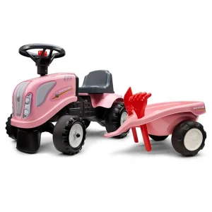 Manufacturer_Falk New Holland & Caterpillar<New Holland Girl's Pink Ride-on Tractor with Trailer and Tools